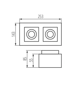 Plafonnier saillie rectangulaire pour 2 ampoules GU10 Blanc 