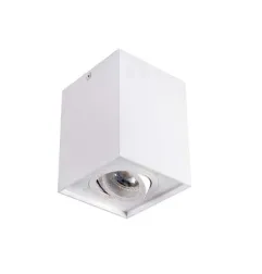 Plafonnier saillie carré pour 1 ampoule GU10 Blanc mat