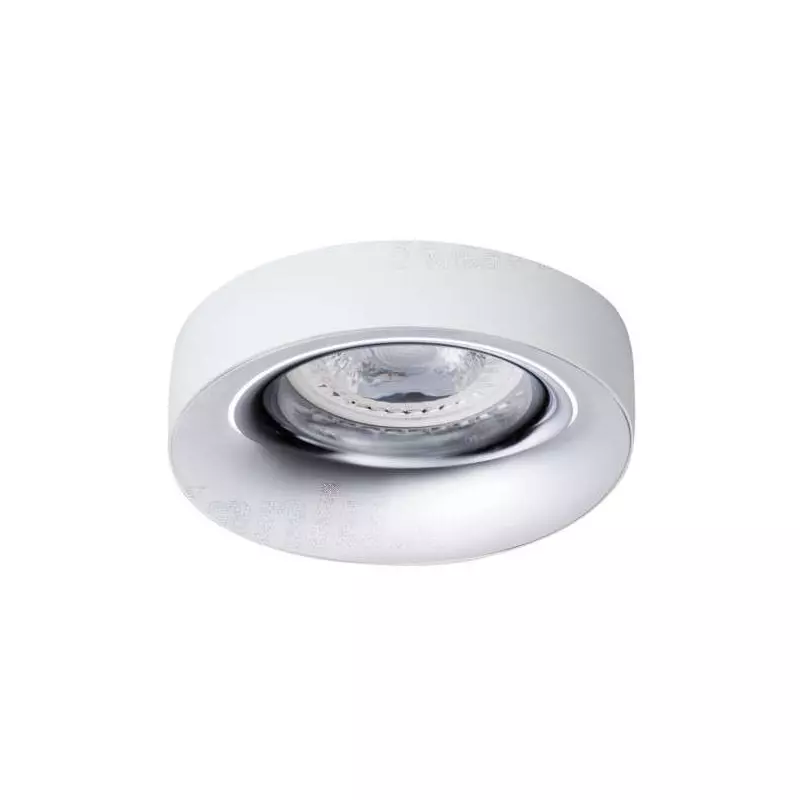 Support de spot encastrable perçage 70mm rond Blanc / chrome 