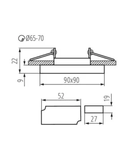 Support de spot encastrable perçage 65-70mm carré Argent 