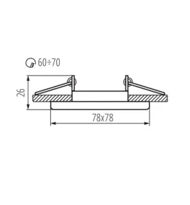 Support de spot encastrable perçage 60-70mm carré Blanc mat 