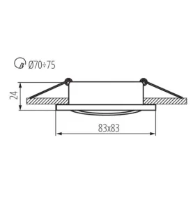 Support de spot encastrable perçage 70-75mm carré Aluminium 