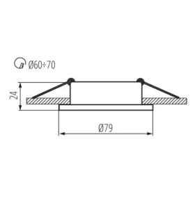 Support de spot encastrable perçage 60-70mm rond Aluminium 