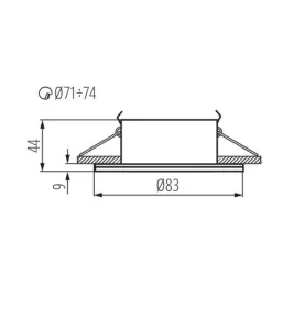 Support de spot encastrable perçage 71-74mm - étanche IP44 rond Blanc 