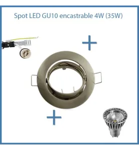 Kit Spot LED GU10 4W équivalent 35W