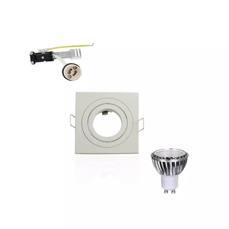 Kit Spot LED GU10 5W COB équivalent 50W encastré carré orientable