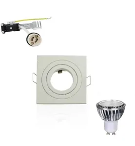 Kit Spot LED GU10 5W COB équivalent 50W encastré carré orientable