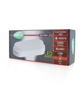 Plafonnier LED 12W 1050lm 120° IP65 - Blanc Chaud 3000K