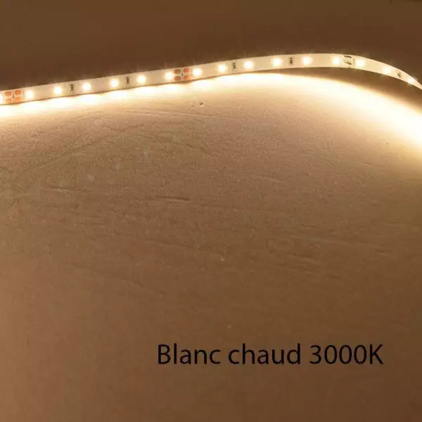 Ruban LED 12V 120LED au mètre 3000K Blanc Chaud 9,6W/m 1020 lumens