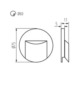 Applique LED escalier Rond ∅75mm 0,8W DC12V Noir ERINUS - Blanc Chaud 3000K