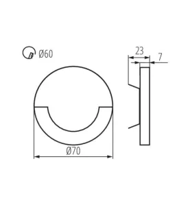 Applique LED escalier Rond ∅70mm 0,8W DC12V Acier inoxydable SOLA - Blanc Chaud 3000K 