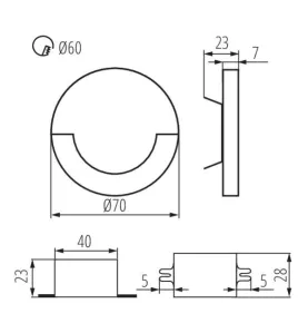 Applique LED escalier Rond ∅70mm 1,3W AC220-240V Acier inoxydable SOLA - Blanc Chaud 3000K