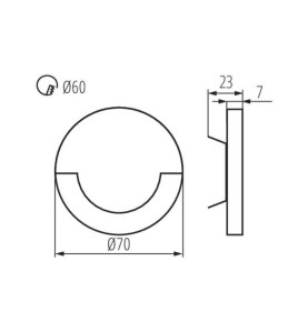 Applique LED escalier Rond ∅70mm 0,8W DC12V Noir SOLA - Blanc Chaud 3000K