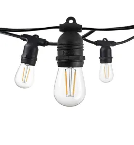 Guirlande Guinguette Noire IP65 14,4m -- 15 lampes E27 style fixe