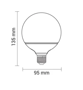 Ampoule LED E27 G95 12W équivalent à 75W - Blanc du Jour 6000K 