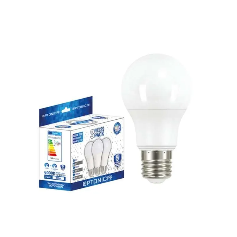 Lot de 3 Ampoules LED E27 A60 11W équivalent à 70W - Blanc du Jour 6000K