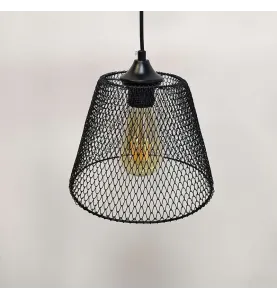 Suspension luminaire Noire Diamètre 210mm douille E27 avec Câble 1,1m Suspensions d'éclairage intérieur idéale lustre